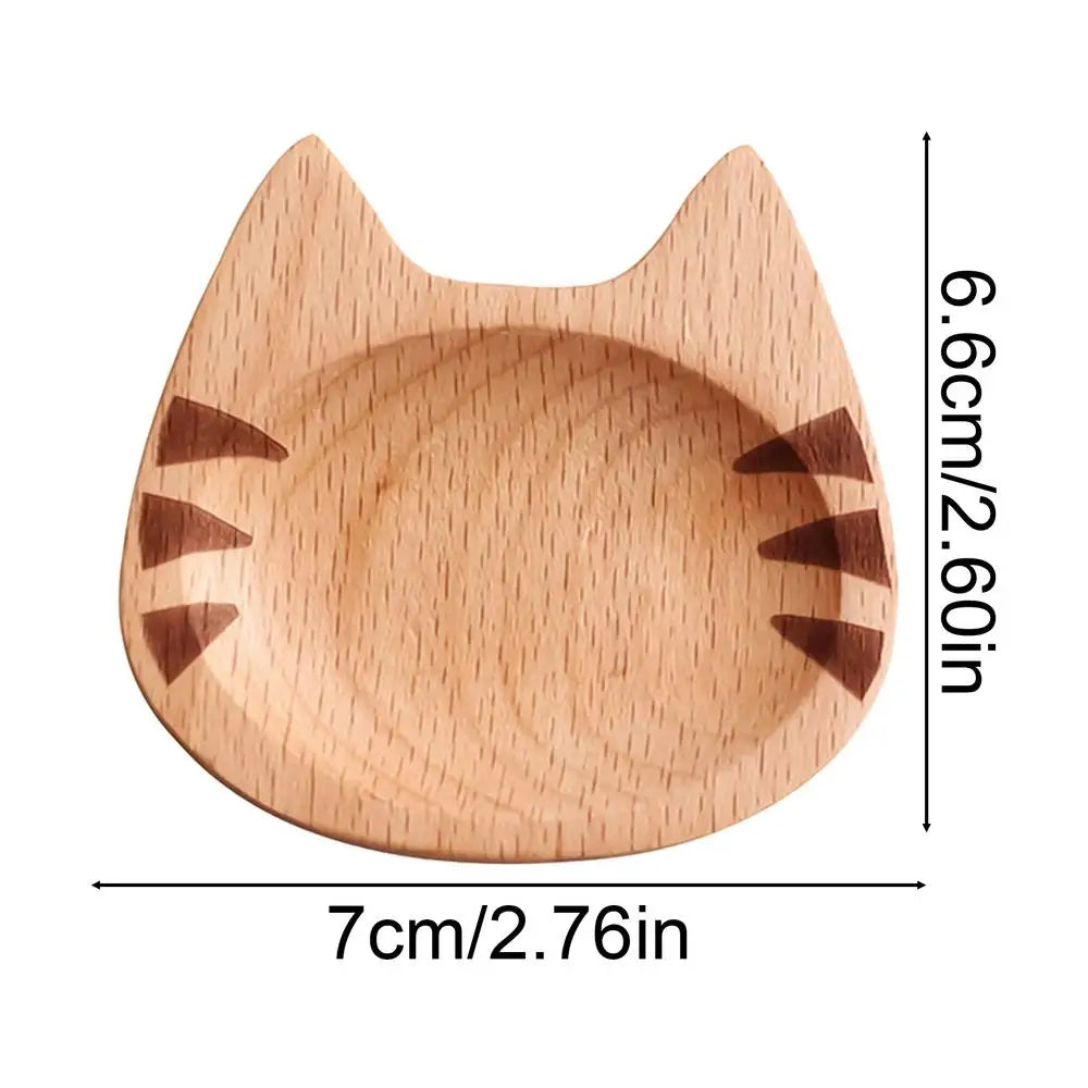 Cute Cat Wooden Dipping Sauce Dish – Mini Snack Saucer Dipping Sauce Dish PLUSH 1PC
