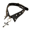 PU Leather Gothic Punk Studded Choker – Cross Pendant Necklace Gothic Choker Necklace PLUSH Black