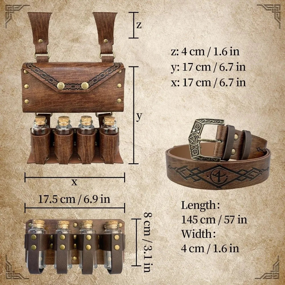 Medieval Wizard Cosplay Set – Potion Bottles & Waistband Cosplay Costume Set PLUSH