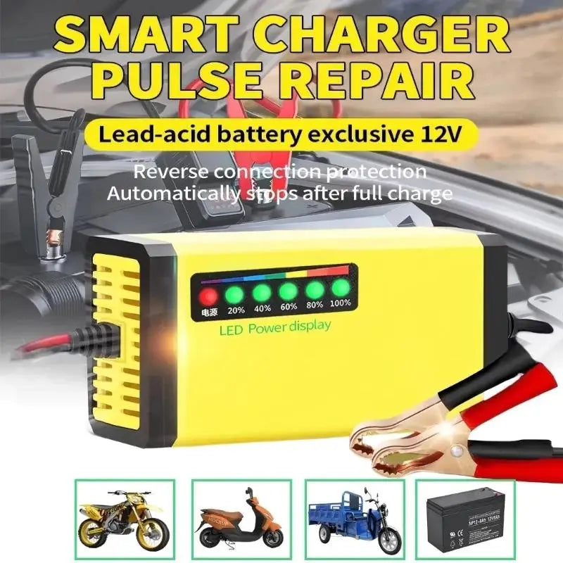 Universal 12V Smart Battery Charger – Motorcycle, Truck & RV Car Battery Charger PLUSH