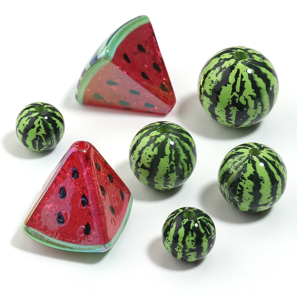 Watermelon Acrylic Fruit Spacer Beads – DIY Jewelry 5-10pcs Acrylic Spacer Beads PLUSH