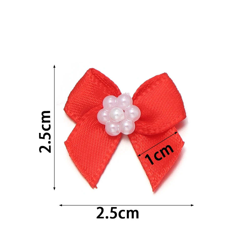 20pcs Pearl Satin Ribbon Bows – DIY Hair & Gift Decor Ribbon Bows PLUSH