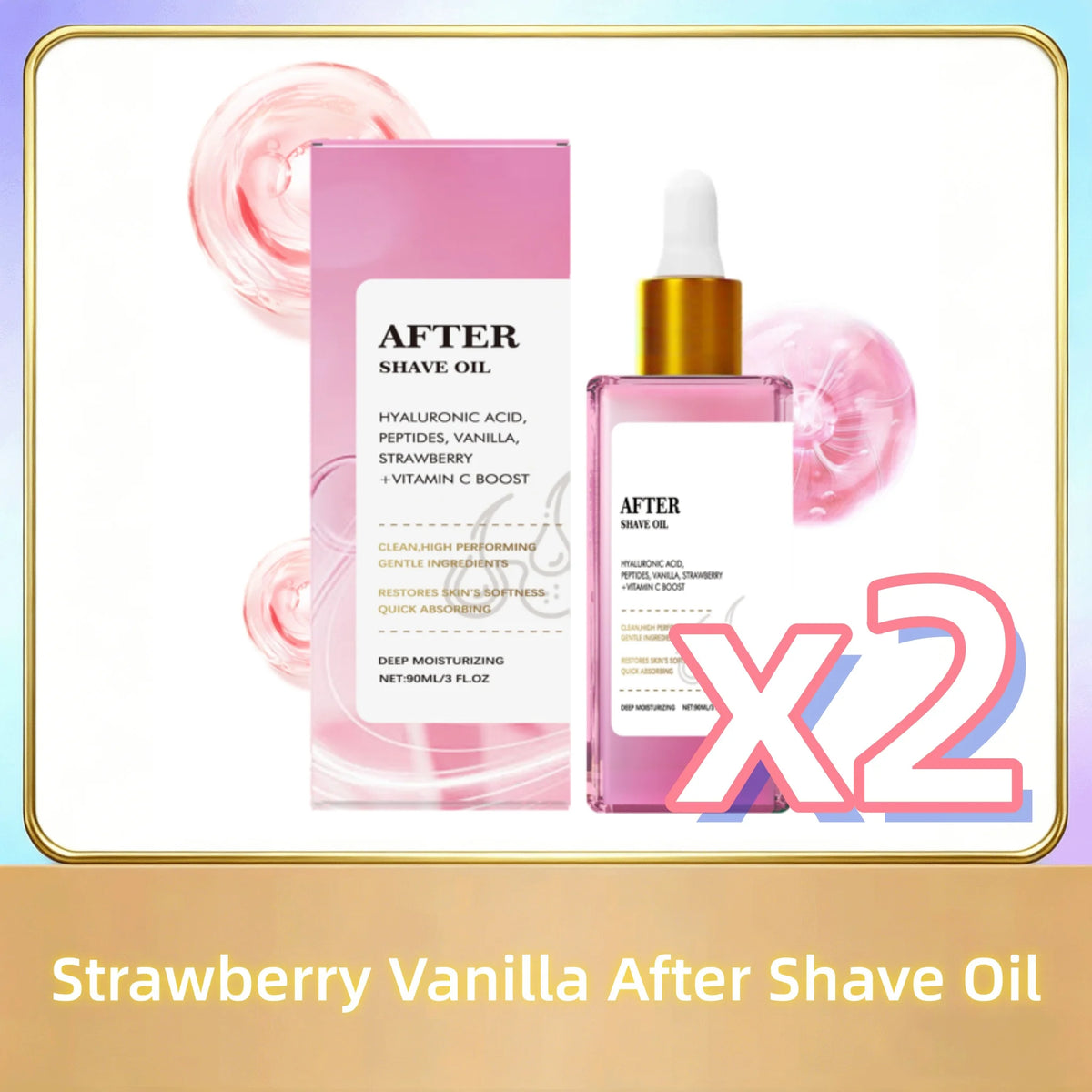 Strawberry Vanilla After Shave Oil for Women – Hydrating Serum After Shave Oil PLUSH 90ml in boxed x 2pcs