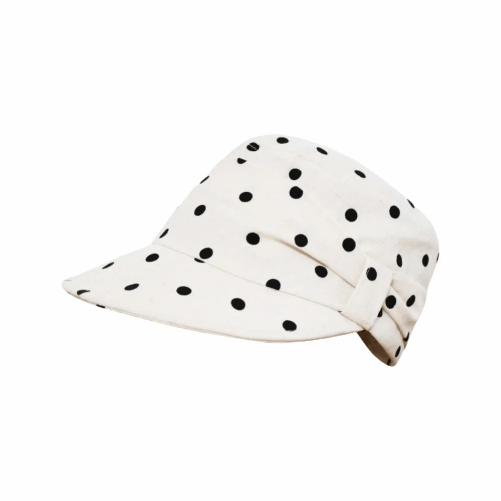 Women's Polka Dot Bow Newsboy Cap – Retro Korean Style Hat Newsboy Cap PLUSH Style A