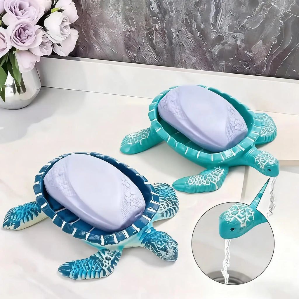 Turtle Shaped Self-Draining Soap Dish for Bathroom & Kitchen Soap Dish PLUSH
