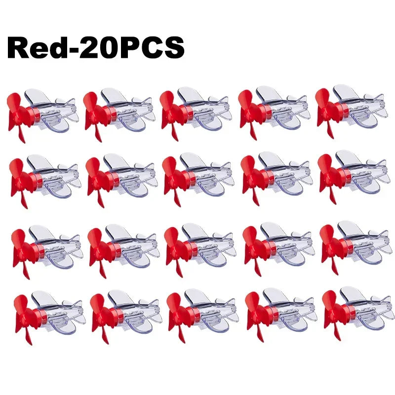 Wind-Powered LED Airplane Bike Handle Decoration & Warning Light Bike Handlebar Light PLUSH Red-20PC
