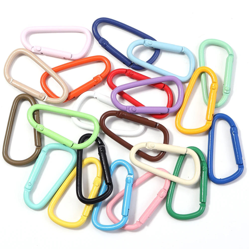 Colorful D-Shape Spring Clasps Carabiner Keyrings – 10-20pcs Jewelry Findings PLUSH
