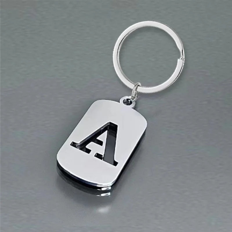 Stainless Steel Initial Letter Keychain – Men's Bag Pendant