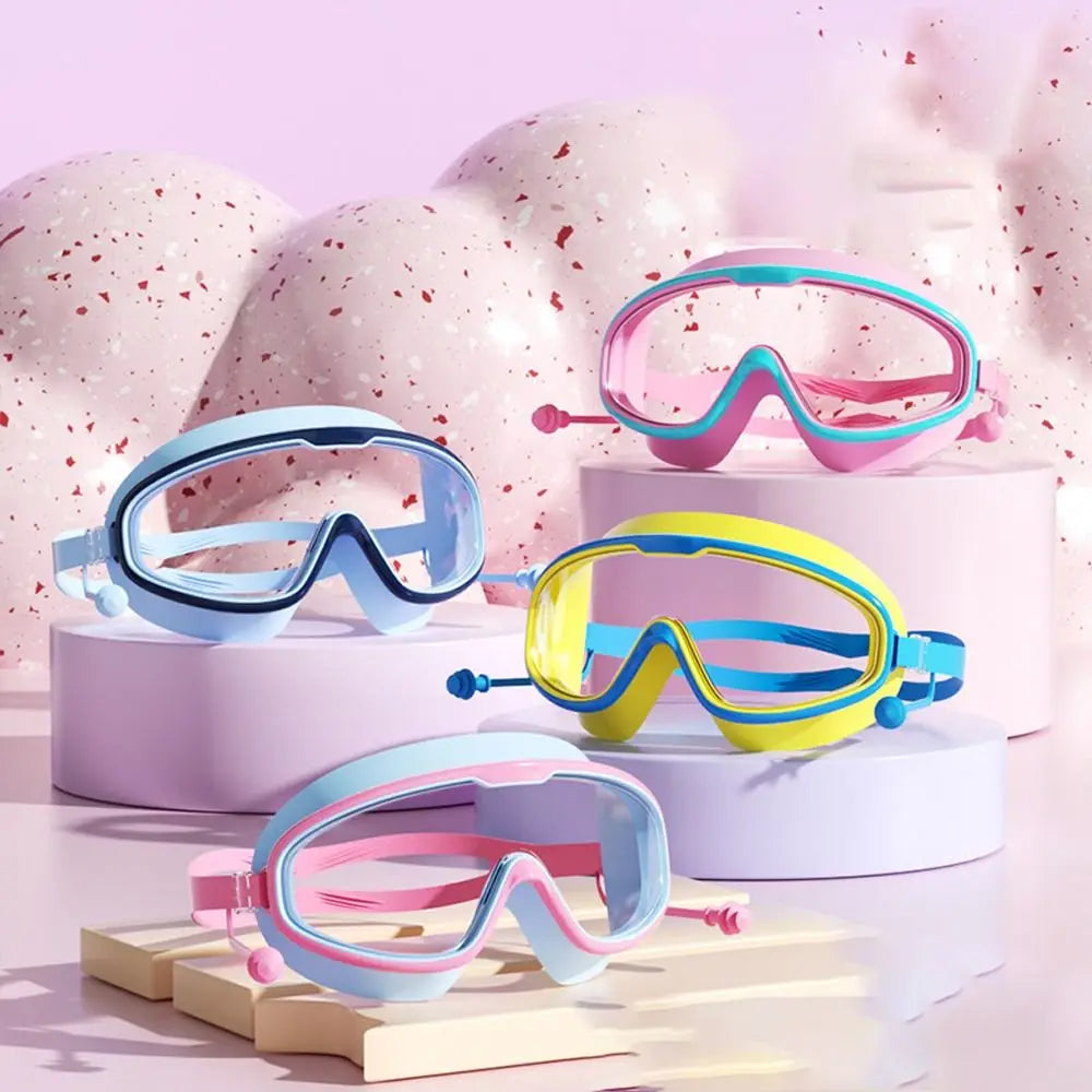 Wide View Anti-Fog Swimming Goggles with Earplugs – Adult Swim Goggles PLUSH