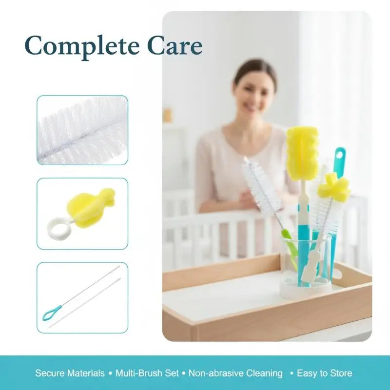 Baby Bottle Cleaning Brush Set 6pc – No Dead Corner Kit Bottle Cleaning Brush Set PLUSH