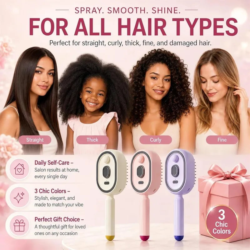 Nano Spray Electric Massage Comb – Retractable Teeth Electric Hair Comb PLUSH