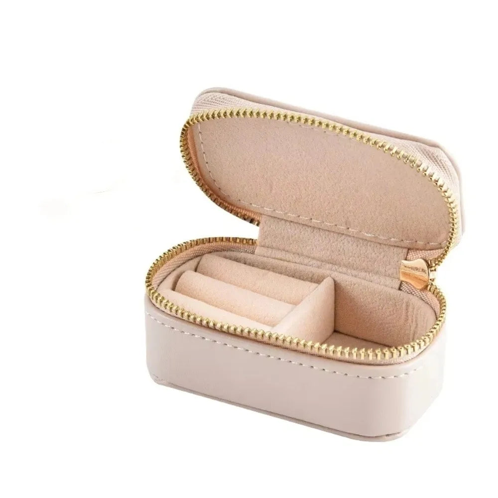 Vintage Mini PU Leather Jewelry Box – Travel Organizer Case Jewelry Organizer Box PLUSH Khaki