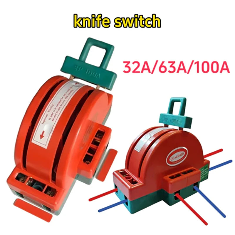 DPDT Knife Disconnect Switch 32A 63A 100A – 2 Pole Double Throw Knife Disconnect Switch PLUSH