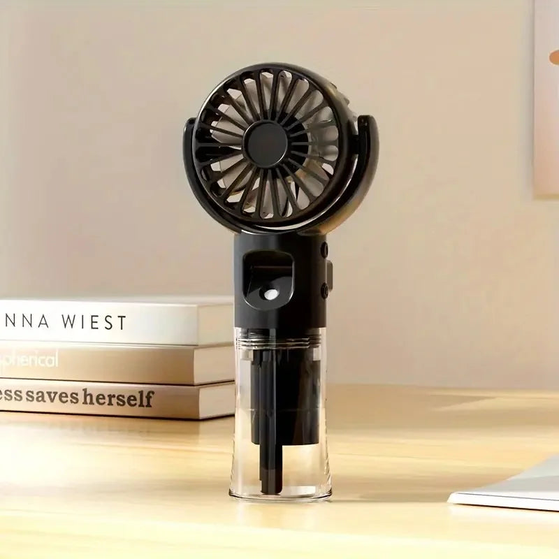 Portable USB Handheld Misting Fan – Mini Travel & Outdoor Fan Handheld Misting Fan PLUSH black