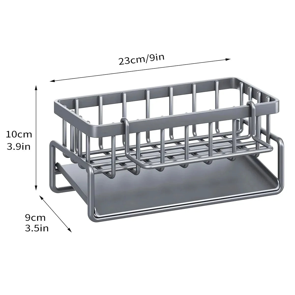 Sink Drain Rack Sponge & Soap Holder Kitchen Organizer Sink Organizer Rack PLUSH Grey Pro
