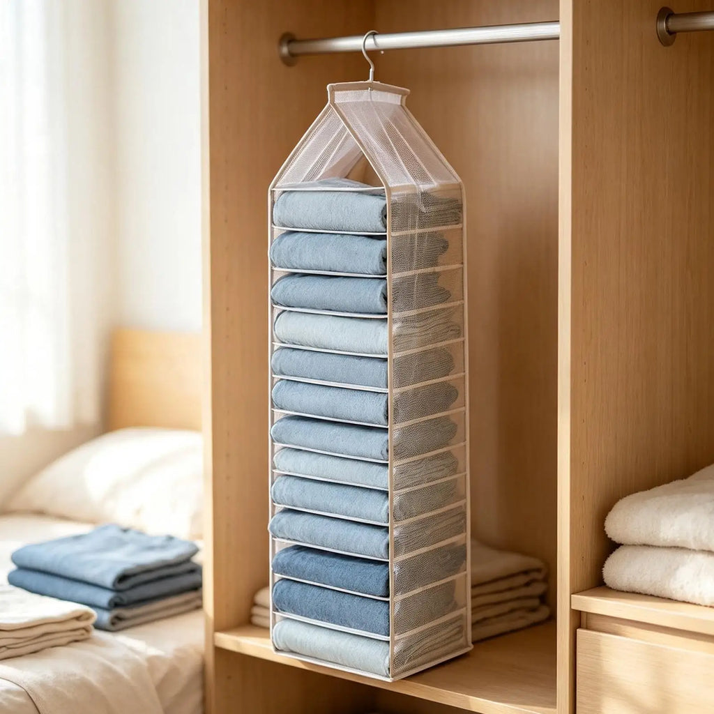 Hangable Closet Organizer – 12-Square Folding Hanging Storage Closet Hanging Organizer PLUSH