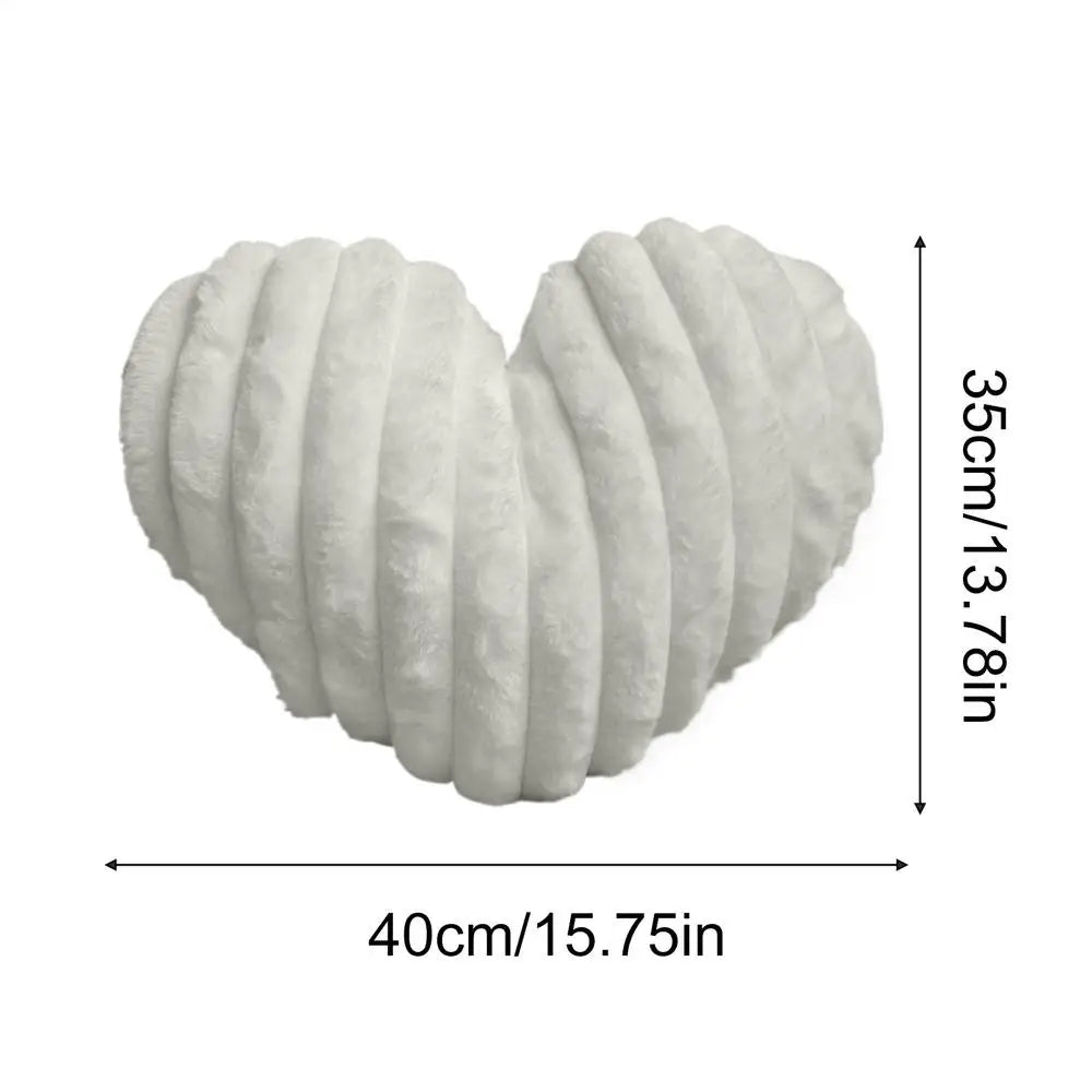 Heart-Shaped Plush Throw Pillow – Sofa & Bedroom Cushion Decorative Throw Pillow PLUSH White