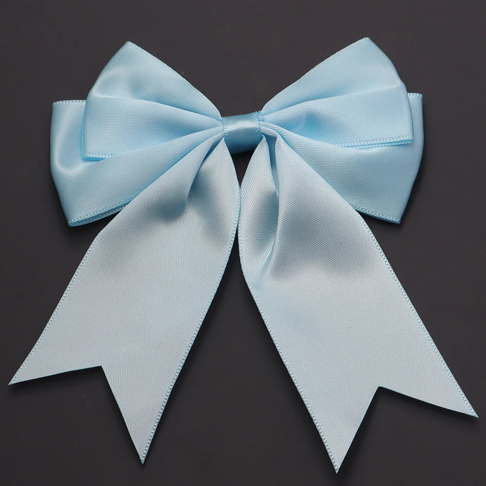 5pcs Double Layer Satin Swallowtail Bows – DIY Hair & Jewelry Ribbon Bow Findings PLUSH blue