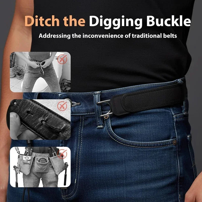 Unisex Buckleless Elastic Belt – Adjustable Metal Hook Waistband Elastic Waist Belt PLUSH