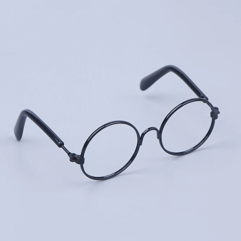Miniature Doll Round Glasses – Lensless Eyewear 3 Colors | 20cm Doll Accessories PLUSH Black