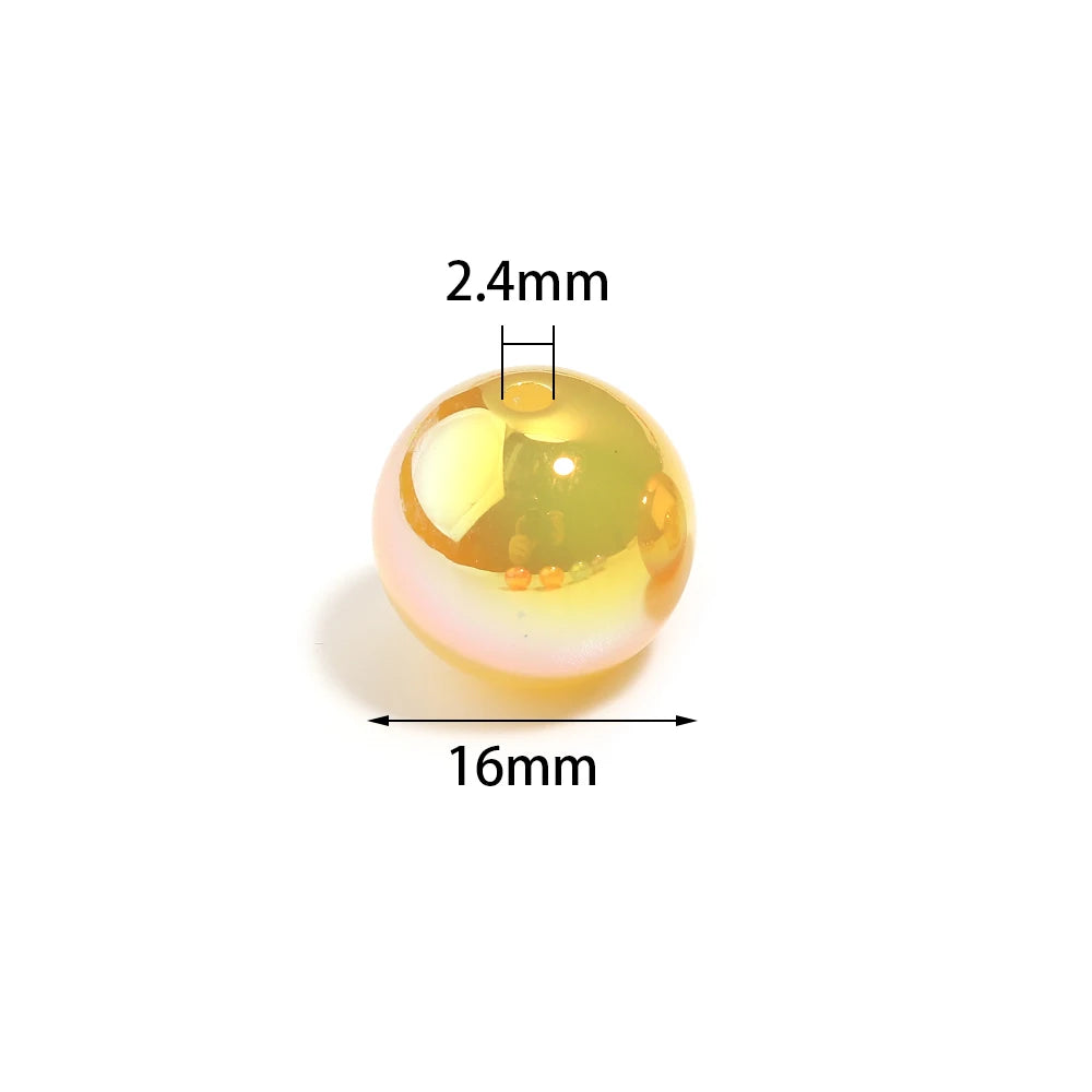 10pcs 16mm Plated Multicolor Round Acrylic Spacer Beads DIY Acrylic Spacer Beads PLUSH