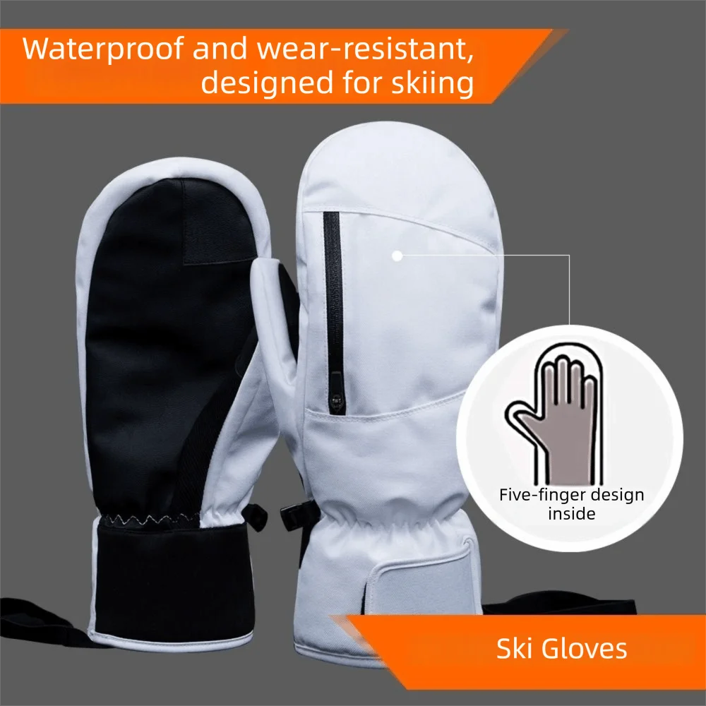 Waterproof Ski Gloves Touchscreen Thermal Winter Mittens Ski Mittens Gloves PLUSH