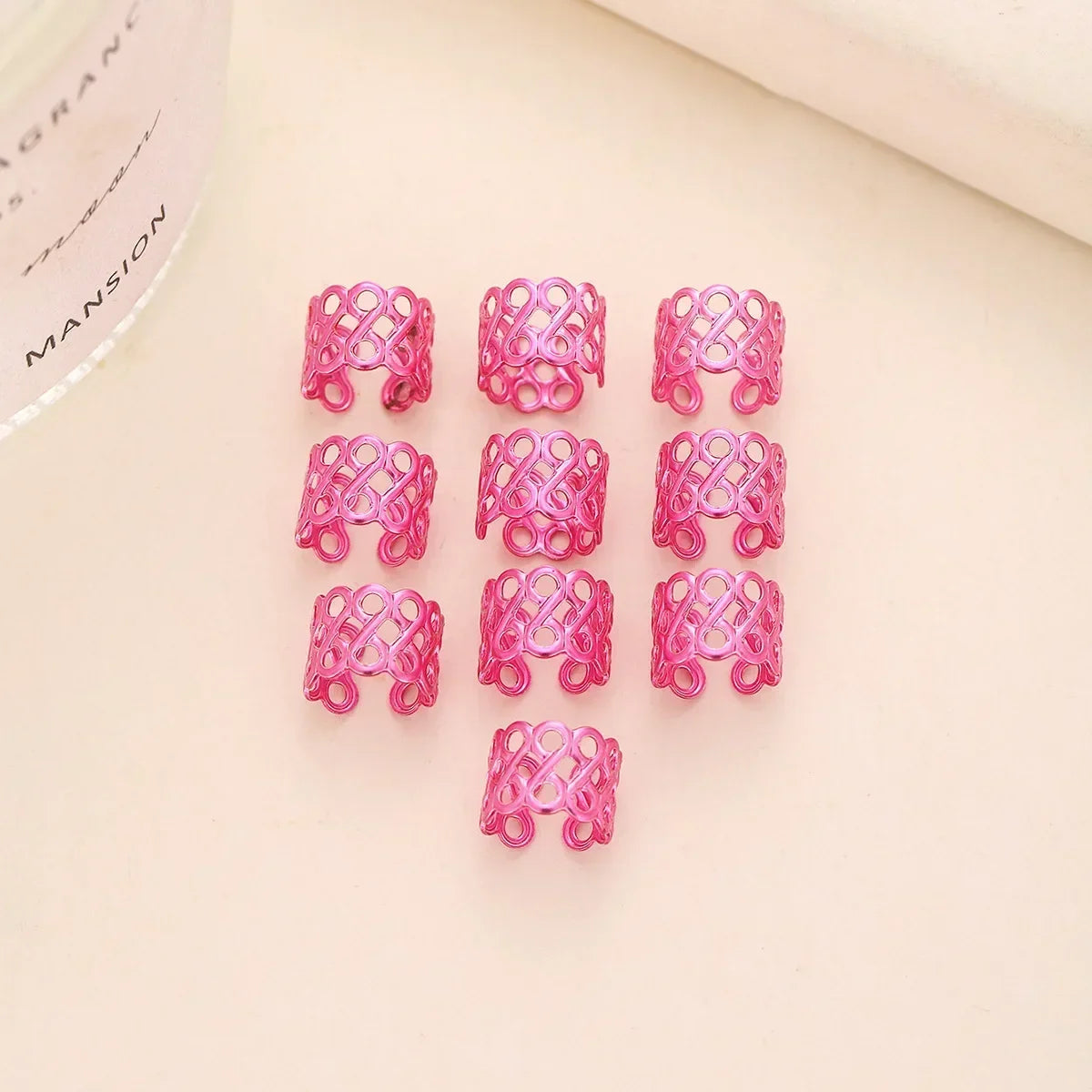 10pcs Rose Viking Spiral 3D Dreadlock Beads Hair Cuffs & Rings Dreadlock Hair Cuffs PLUSH 10pcs NO.2