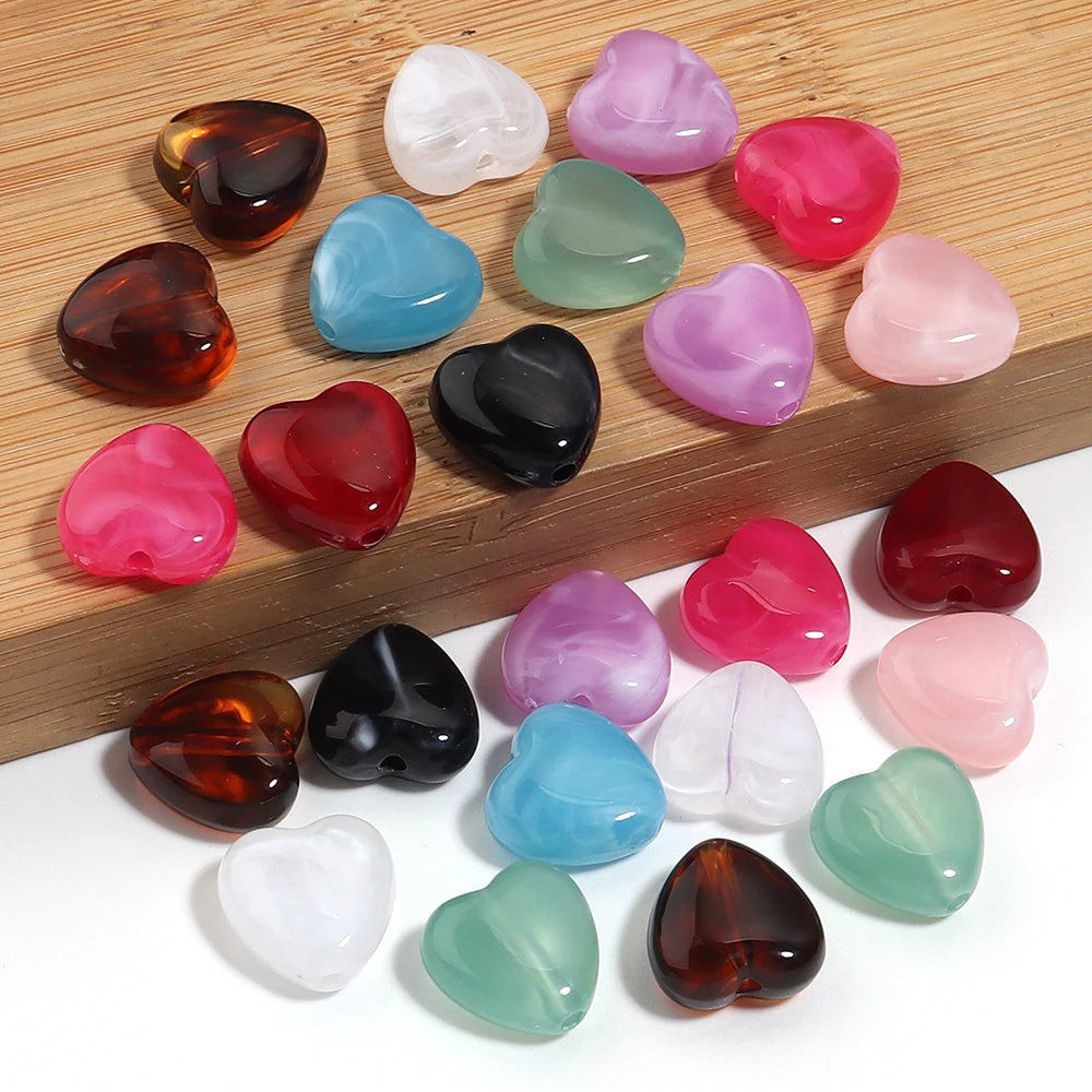 10pcs Colorful Acrylic Heart Spacer Beads 14mm – DIY Jewelry Acrylic Spacer Beads PLUSH