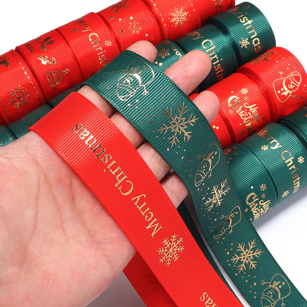 5 Yards Gold Foil Christmas Ribbon – Gift Wrap & DIY Decor Craft Ribbon PLUSH