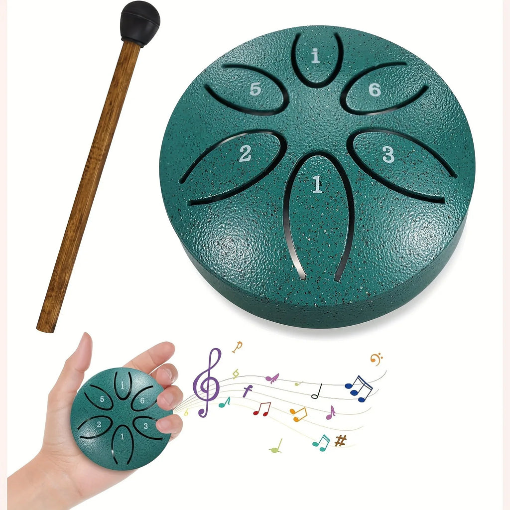 Mini Steel Tongue Drum 3" 6-Tone Hand Drum with Mallets Steel Tongue Drum PLUSH