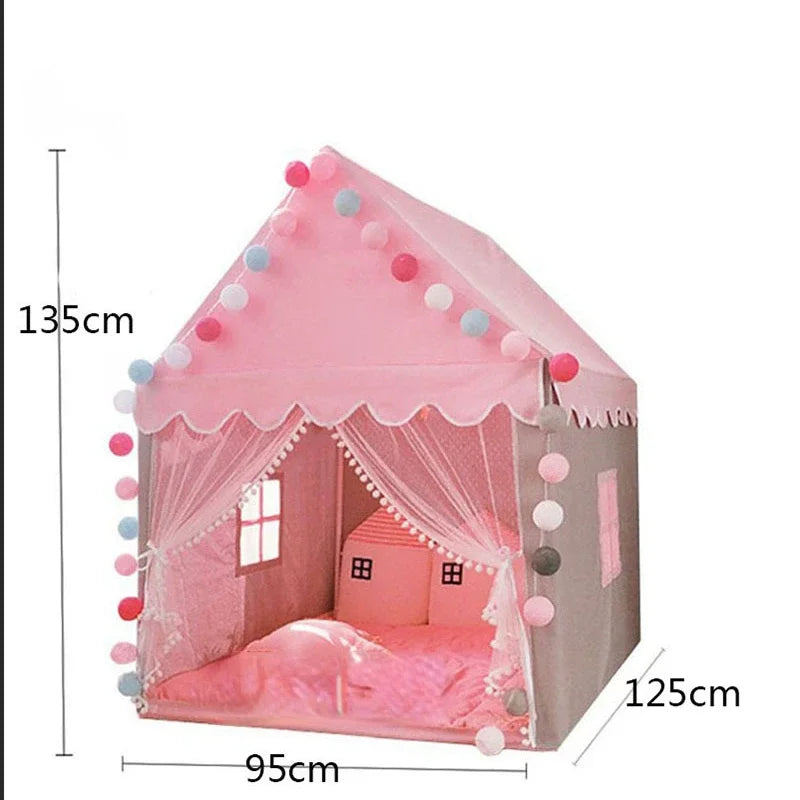 Foldable Kids Tipi Tent – Girls Princess Play House Castle Kids Play Tent PLUSH