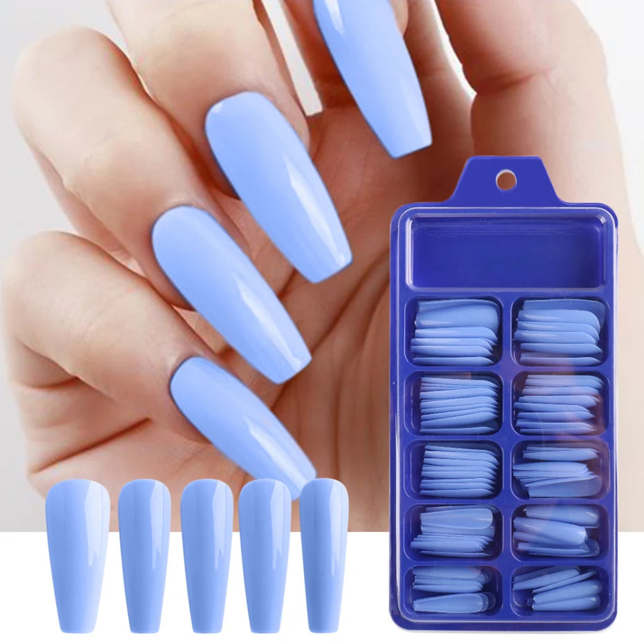100pcs Coffin Press On Nails – Acrylic Nail Extension Kit Press On Nail Tips PLUSH 1895-17