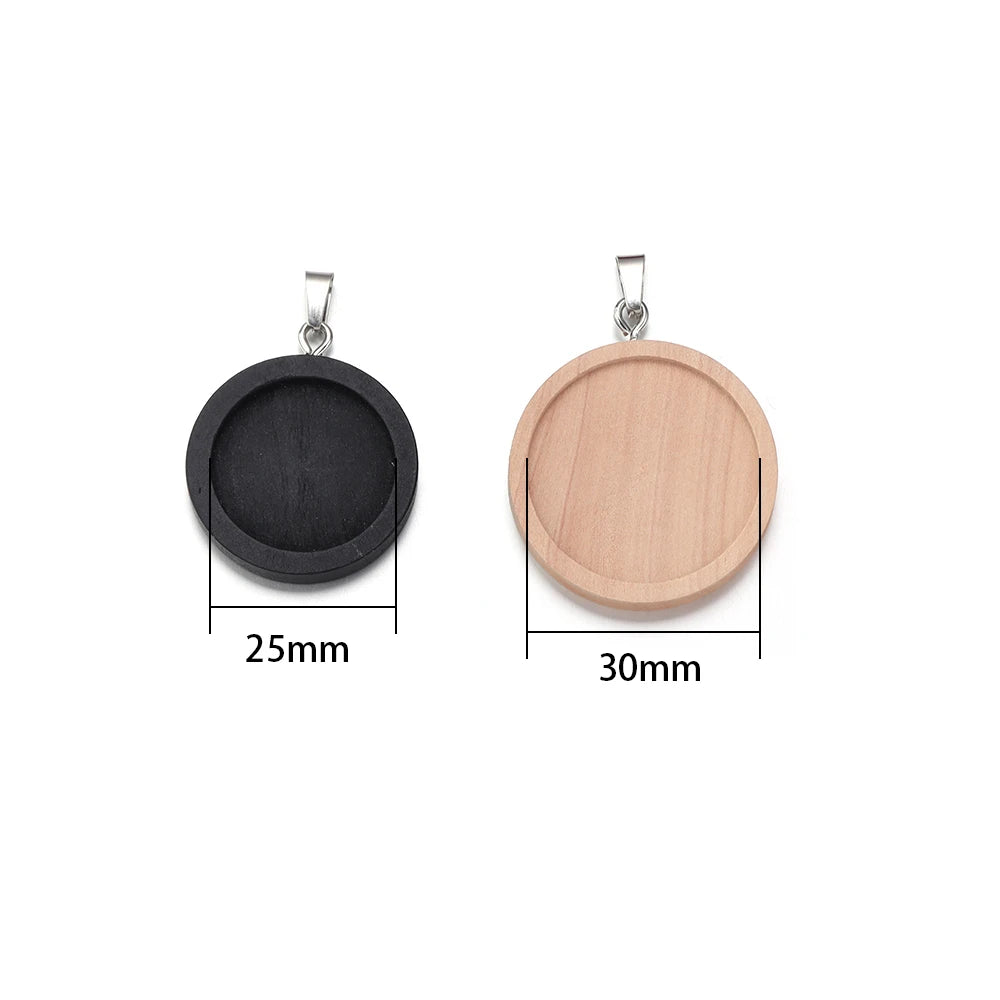 Round Wood Blank Pendant Settings 25/30mm Cabochon Base Tray Pendant Base Settings PLUSH