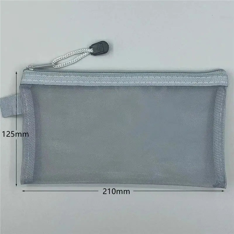 3-Pack Transparent Mesh Pencil Cases Large Capacity Nylon Zip Mesh Pencil Case PLUSH