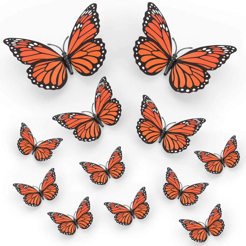 3D Monarch Butterfly Wall Decor – Orange Artificial Butterflies Butterfly Wall Decor PLUSH