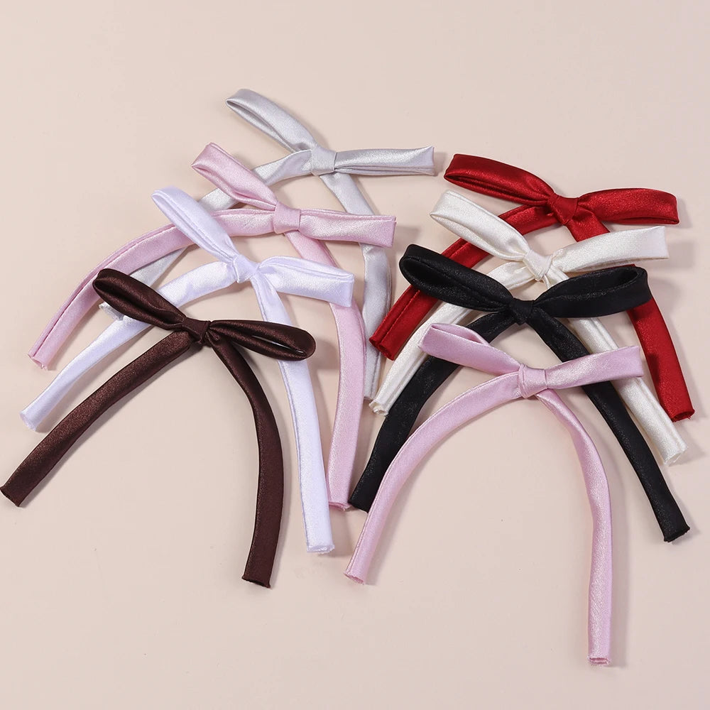 10pcs Satin Ribbon Bows 7x12cm – Colorful Bowknot Ornaments Ribbon Craft Bows PLUSH