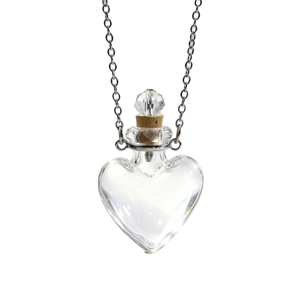 Openable Glaze Vial Pendant Necklace – Heart & Water Drop Vial Pendant Necklace PLUSH 1