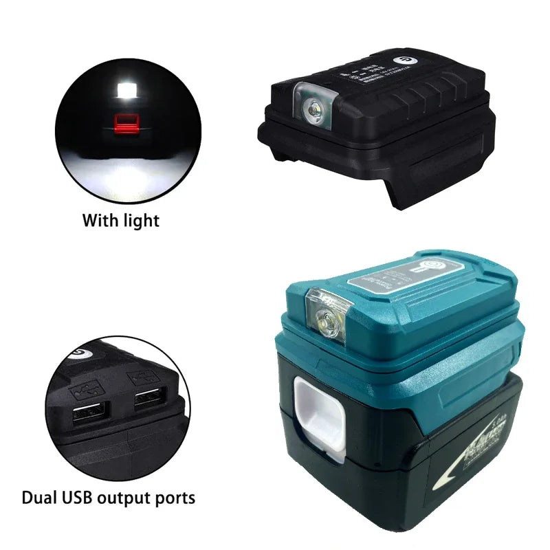 ZWINCKY LED Work Light & Dual USB Adapter for Makita 18V Battery Battery Adapter PLUSH