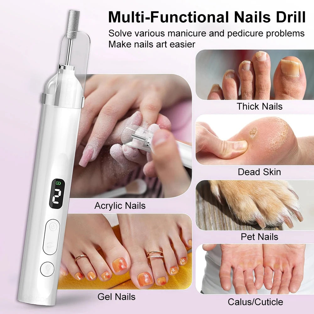 PEICON Electric Nail Drill Machine with UV Lamp – White Electric Nail Drill PLUSH