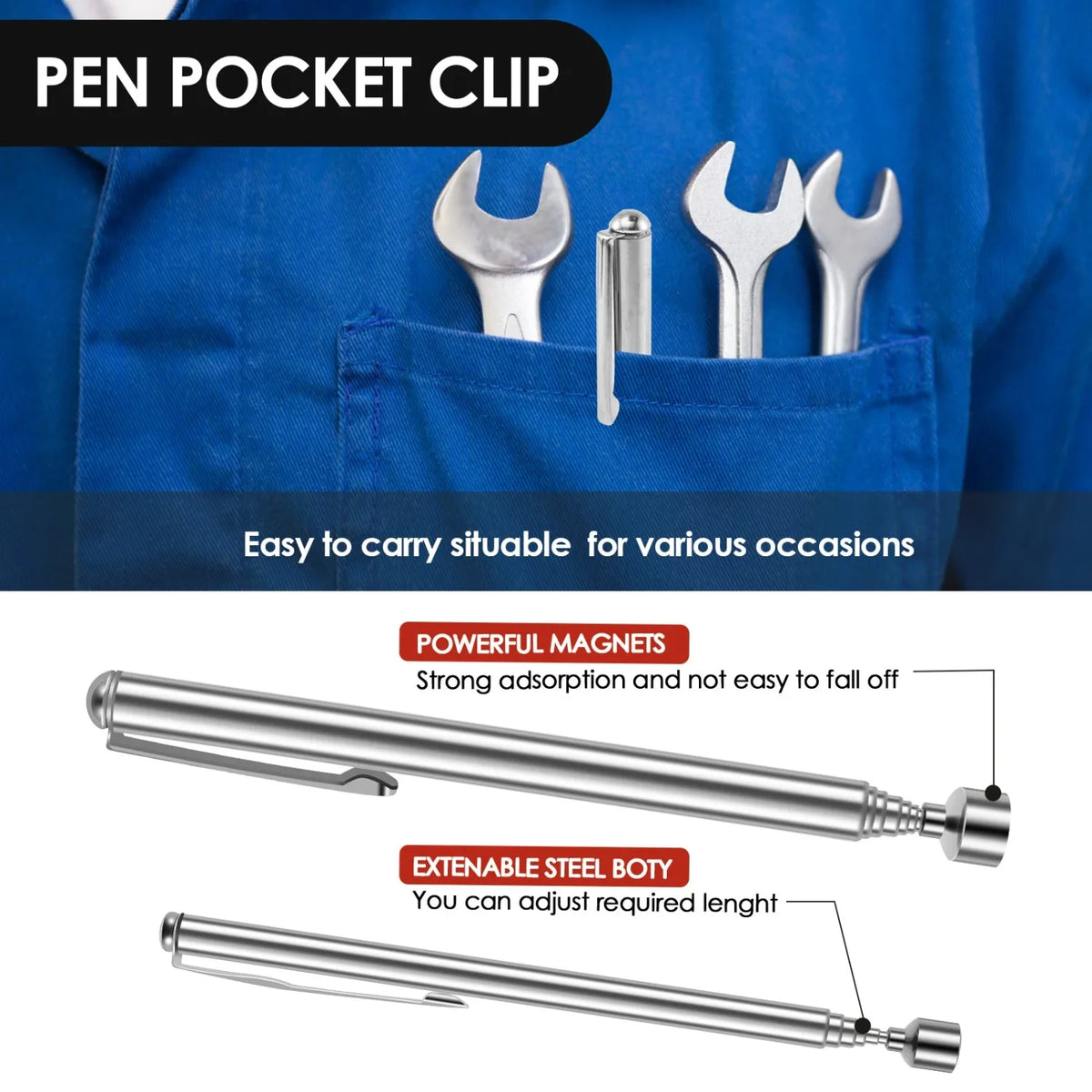 Telescoping Magnetic Pickup Tool – Extendable Grabber Stick Magnetic Pickup Tool PLUSH