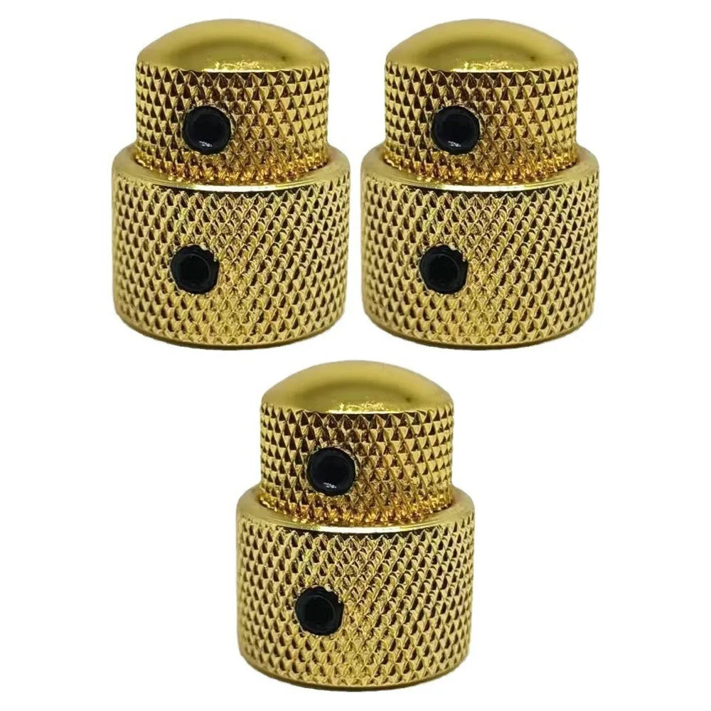 3pcs Dual Concentric Stacked Guitar Control Knobs 2-in-1 Guitar Control Knobs PLUSH Domed Gold