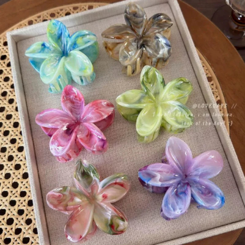 Hawaii Floral Hair Claw Clip – Boho Y2K Beach Hair Accessory Floral Hair Clip PLUSH