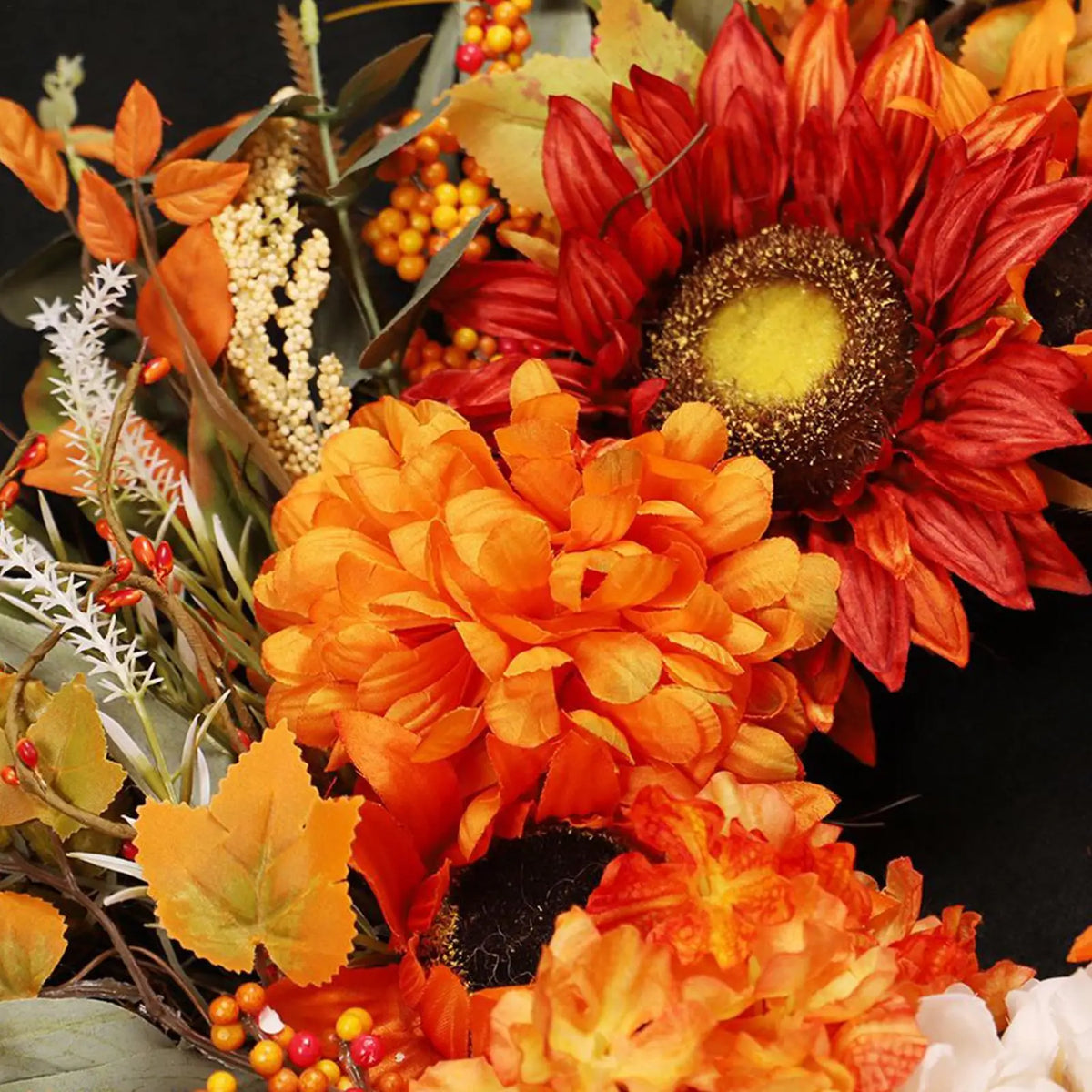 Autumn Harvest Fall Wreath – Artificial Pumpkin Door Wreath Seasonal Door Wreath PLUSH