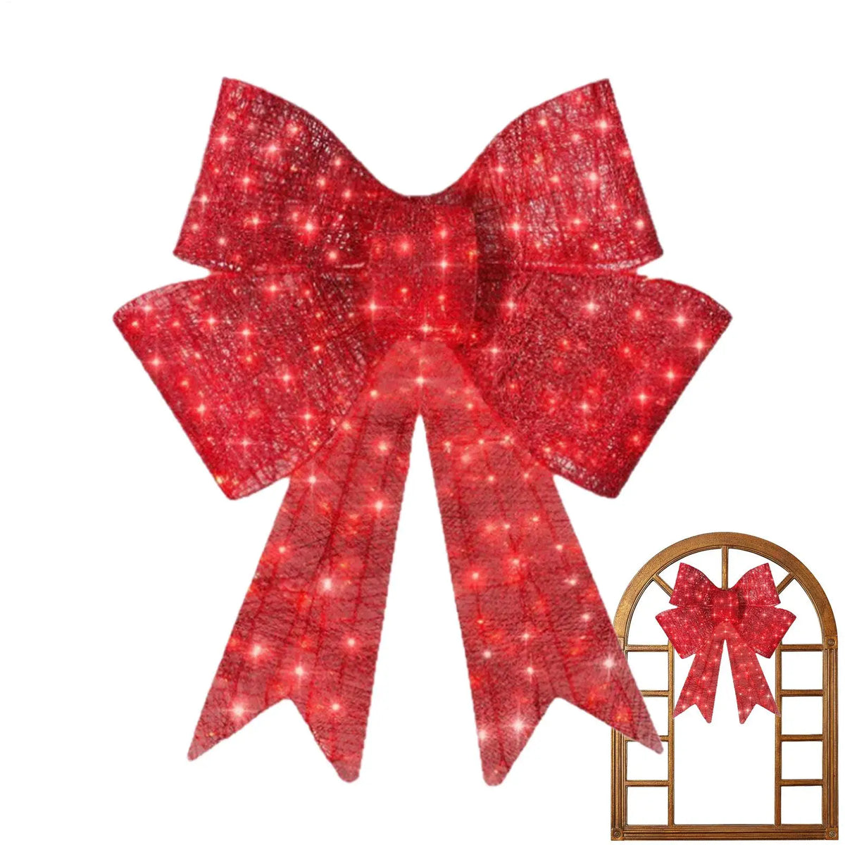 Red Christmas Ribbon Bow Decoration – 60cm Fabric Wreath Bow Christmas Bow Decoration PLUSH