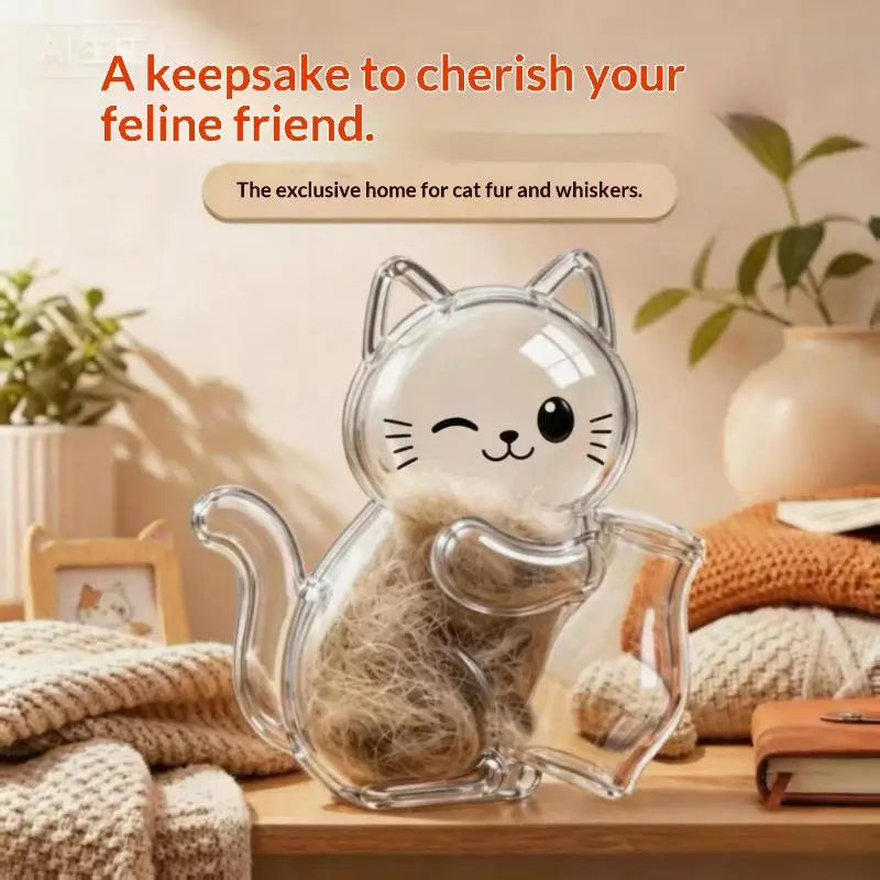 Transparent Cat Magnetic Storage Box – Pet Fur & Whisker Keepsake Pet Keepsake Storage PLUSH F