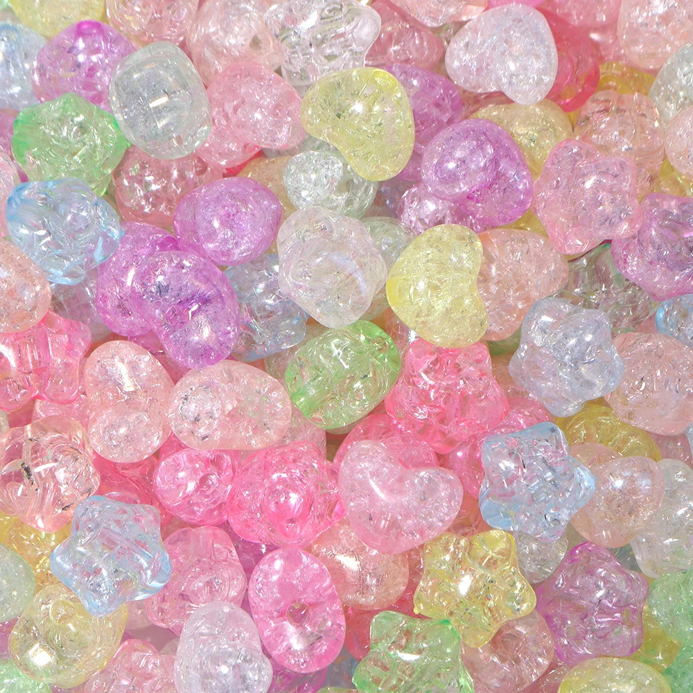 50pcs Ice Crack Heart & Star Acrylic Spacer Beads – DIY Jewelry Acrylic Spacer Beads PLUSH