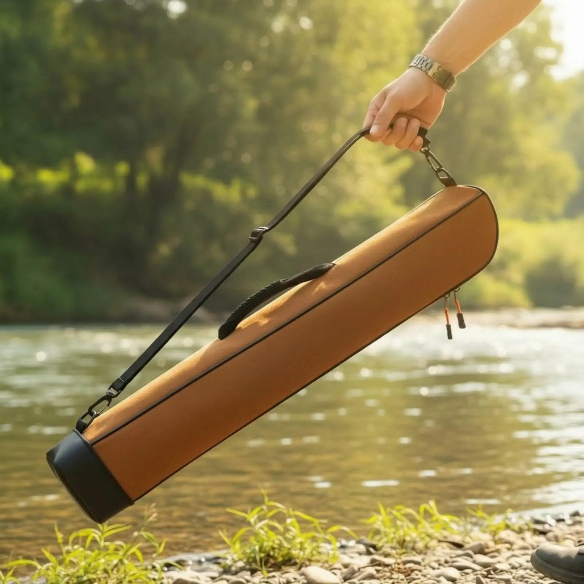 Rigid-Shell Fishing Rod Bag – Zippered Carrying Case Fishing Rod Case PLUSH