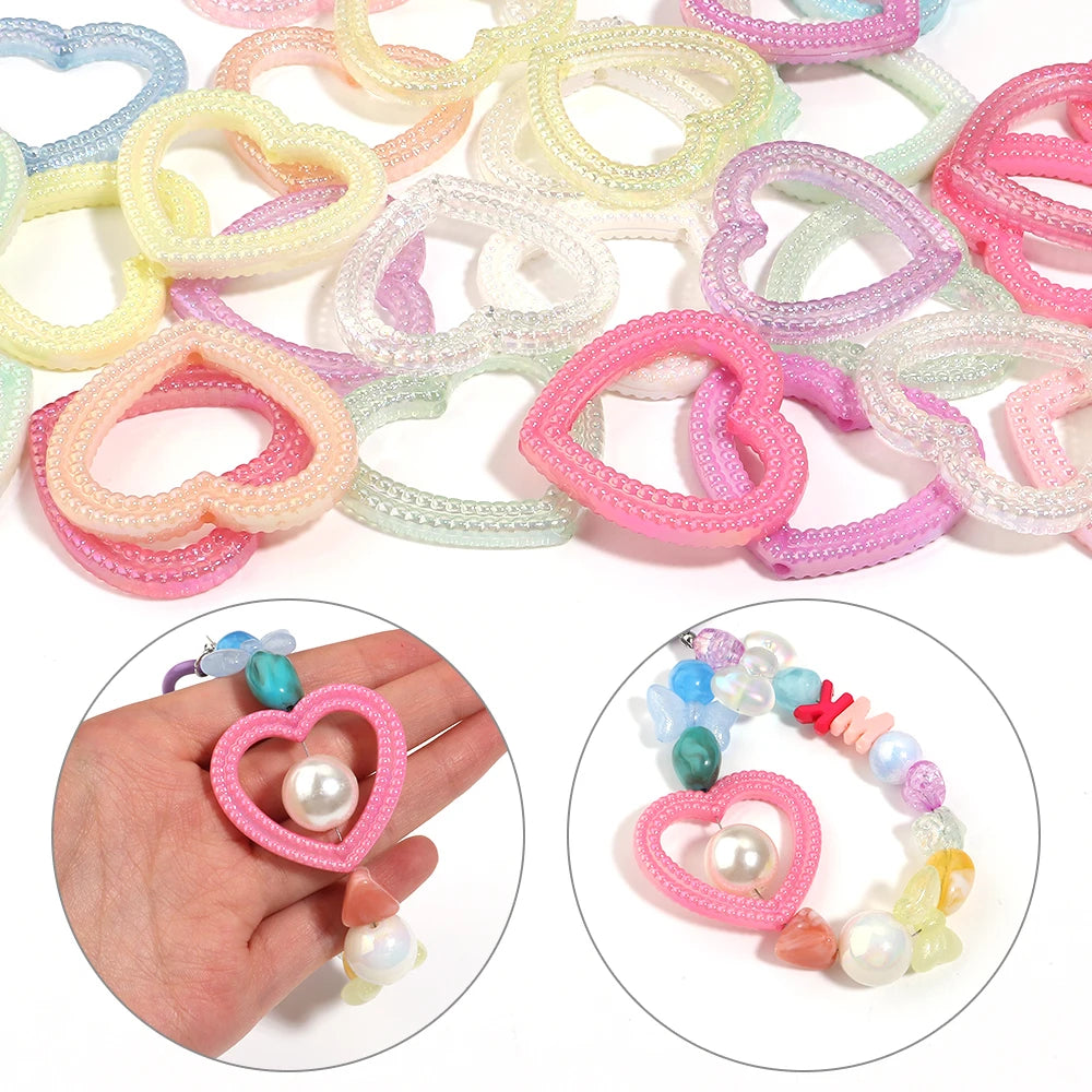 5pcs AB Color Hollow Heart Acrylic Spacer Beads – DIY Jewelry Acrylic Spacer Beads PLUSH