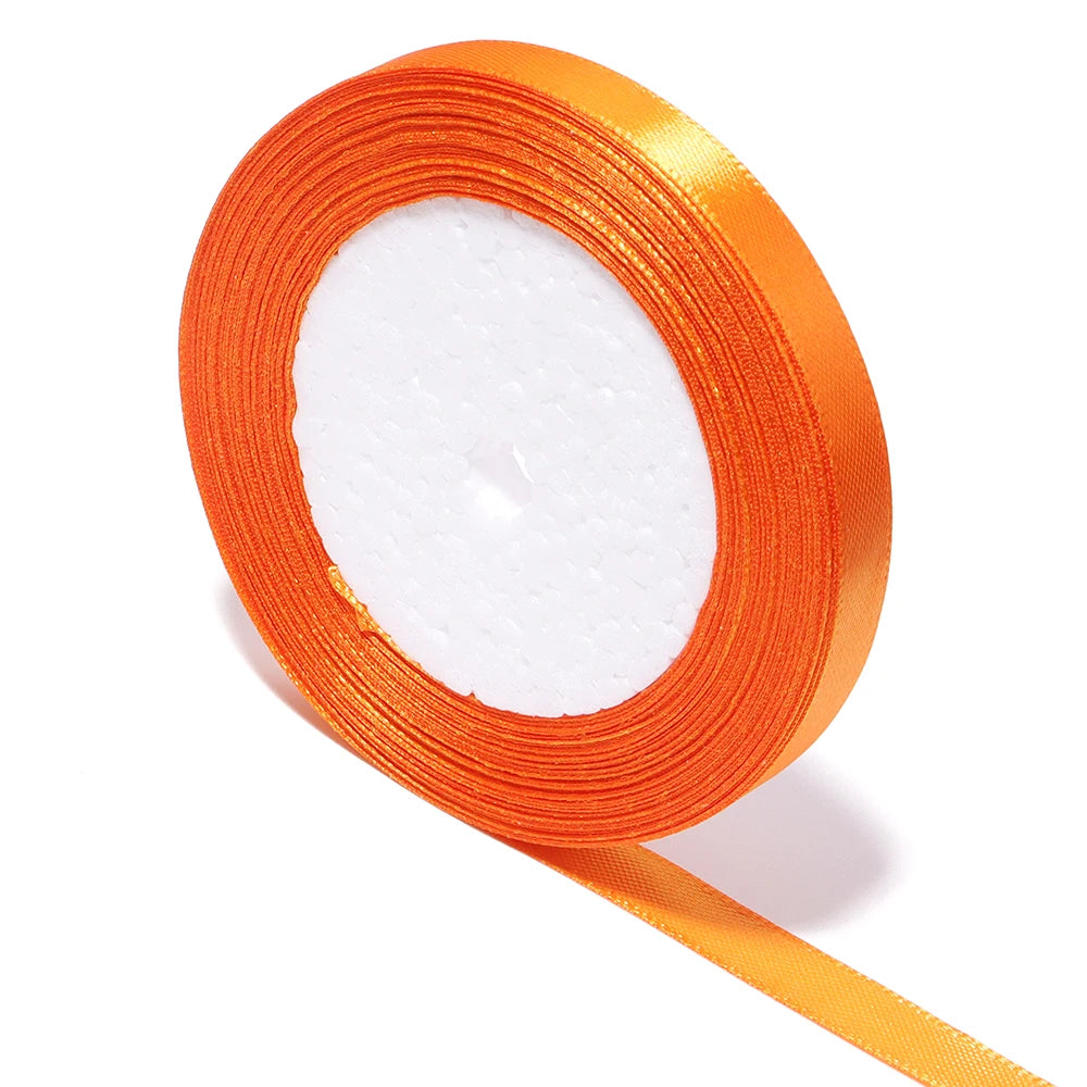 Orange Satin Ribbon 25 Yards – DIY Gifts & Wedding Décor Satin Craft Ribbon PLUSH 10mm 25yards