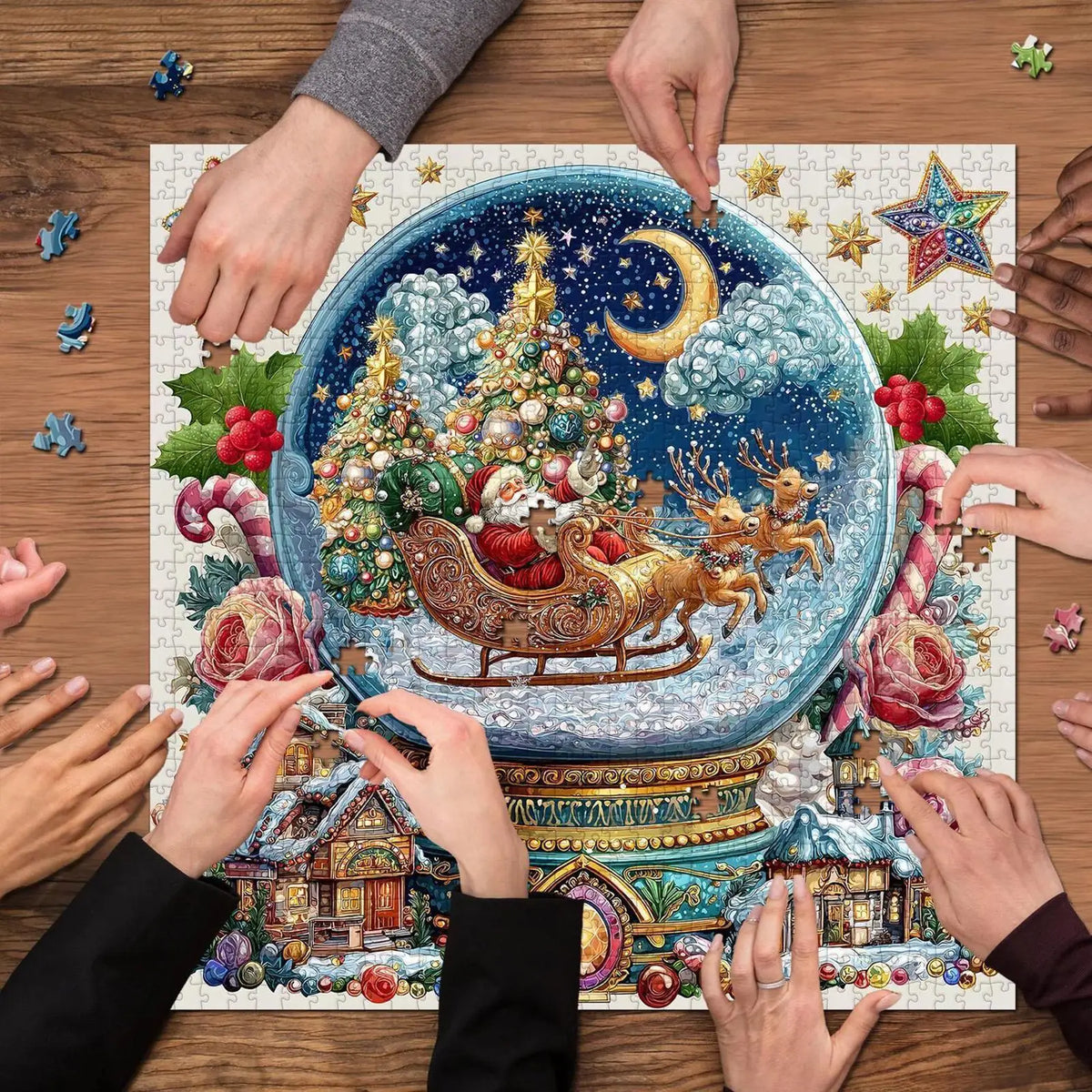 Christmas Snow Globe Puzzle – Festive Winter Scene Decor Set Christmas Puzzle Set PLUSH
